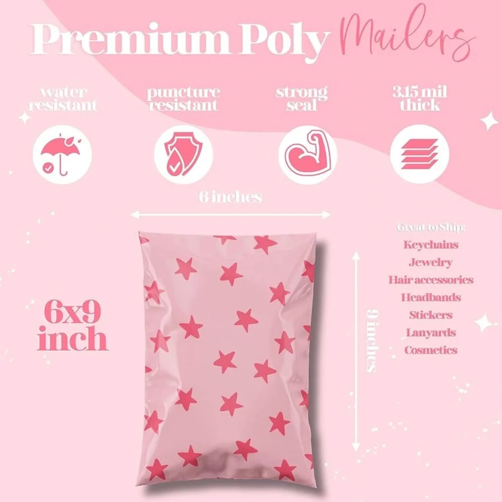 Pretty Package Seeing Stars Pink 6x9 Poly Mailers - Pack of‎ 25